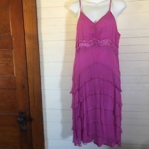 Lavender Pink Ruffle Spaghetti Strap Dress